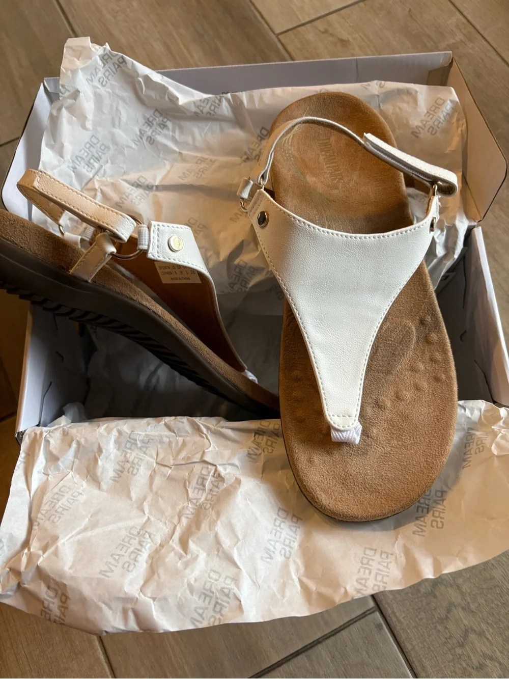 Women’s White T-Strap Comfort Sandals
